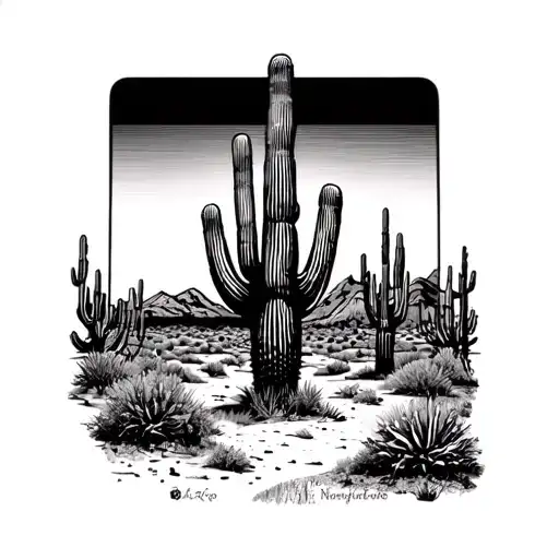 Arizona desert landscape tattoo design idea