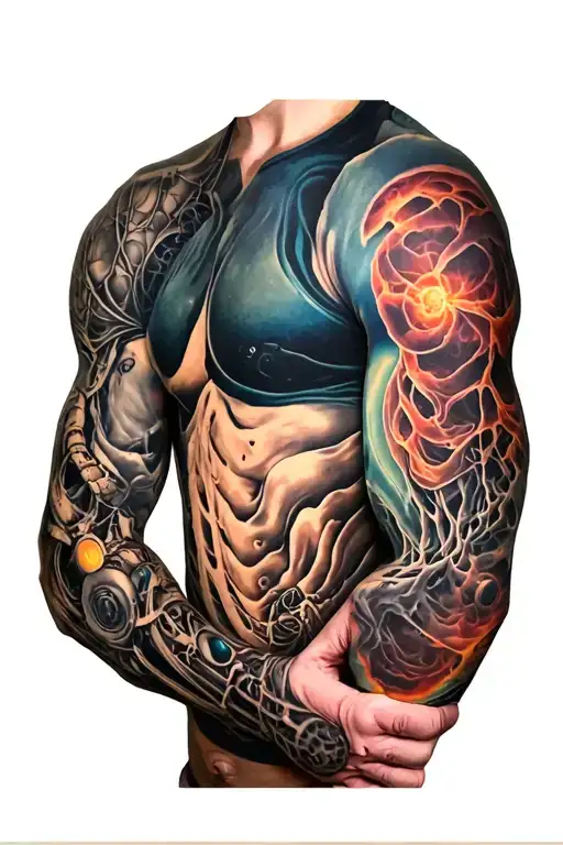 biomechanical arm sleeve tattoo design idea