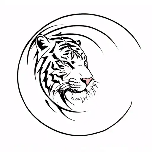 sun and tiger and moon tattoo design idea