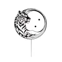 sun and tiger and moon tattoo design idea