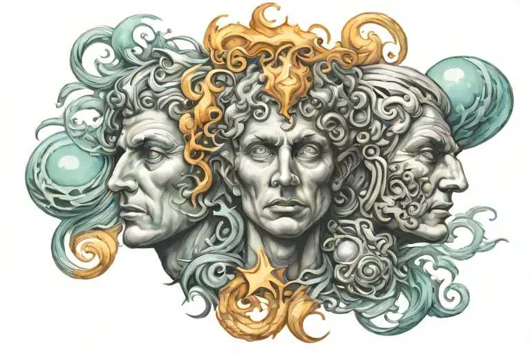 janus, nebulous, vectoring tattoo design idea