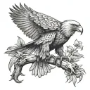 wedge tail eagle perched tattoo design idea