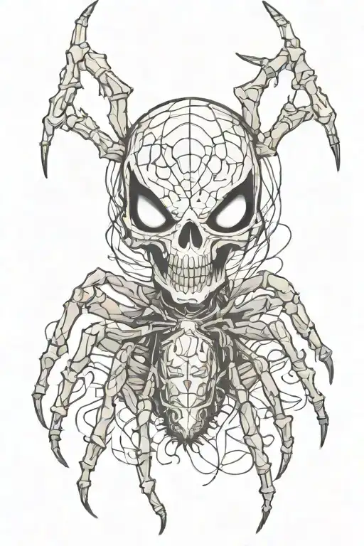 spider wearing skull tattoo design idea