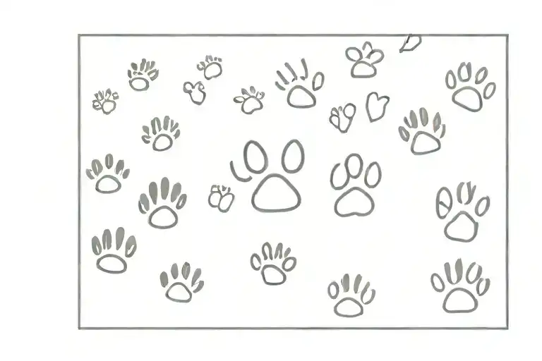 dog and cat foot prints arranged tattoo design idea