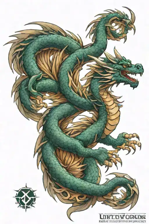 dragon polynesian style tattoo with color tattoo design idea