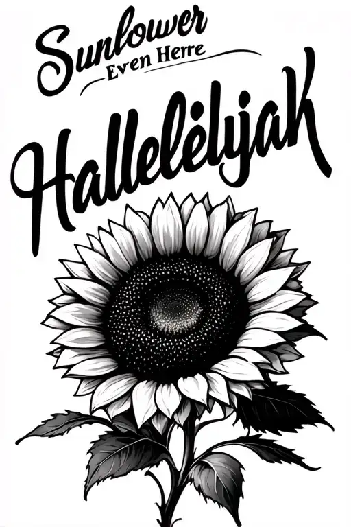 Sunflower " written "Hallelujah Even Here tattoo design idea
