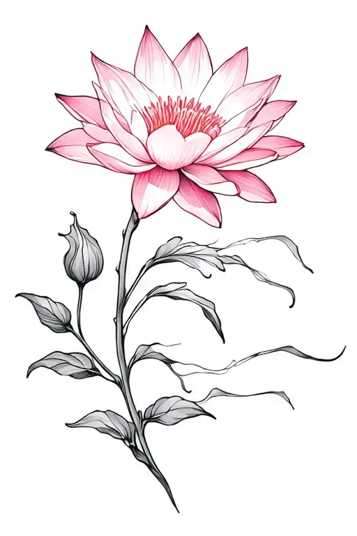 water lily flower morning glory vine and cosmos flower tattoo design idea