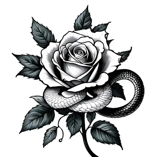 snake, Bob wire , long stem rose, spine tattoo tattoo design idea