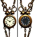 2 clocks joined by chains  tattoo design idea