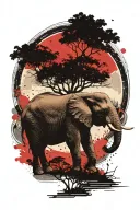 elephant and trees and moon full hand tattoo tattoo design idea