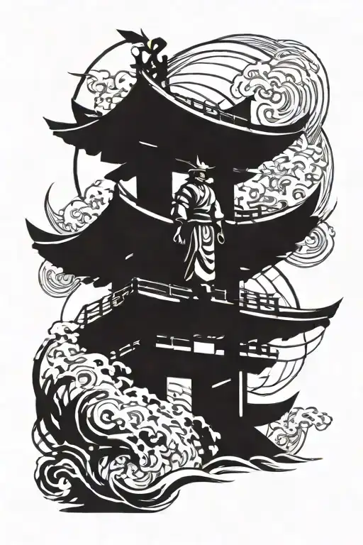 samurai in a torii gate tattoo design idea
