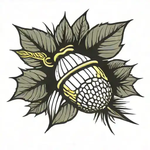 Punk, black-and-white acorn, fine line minimalist, alternative grunge with blank space for 8.31.16 tattoo design idea