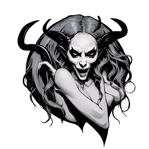 evil scary  succubus  tattoo design idea