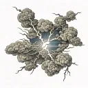 cross clouds lightning tattoo design idea