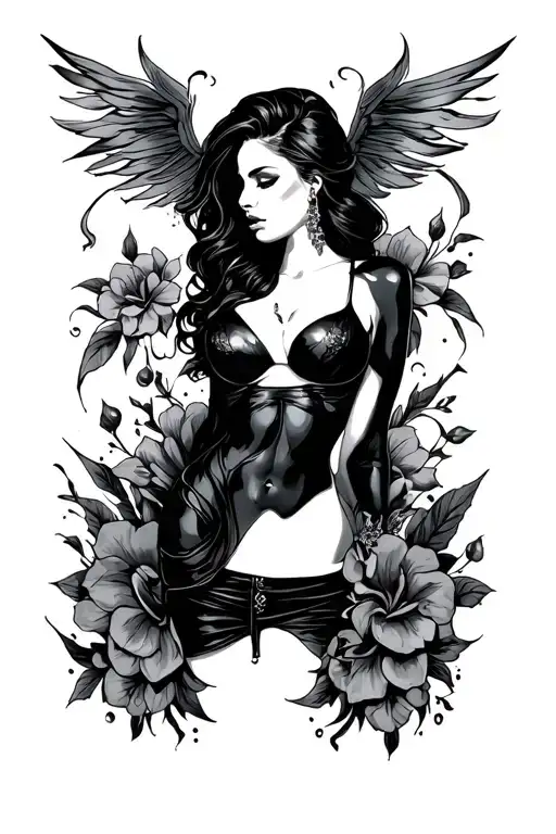 sexy woman body tattoo design idea