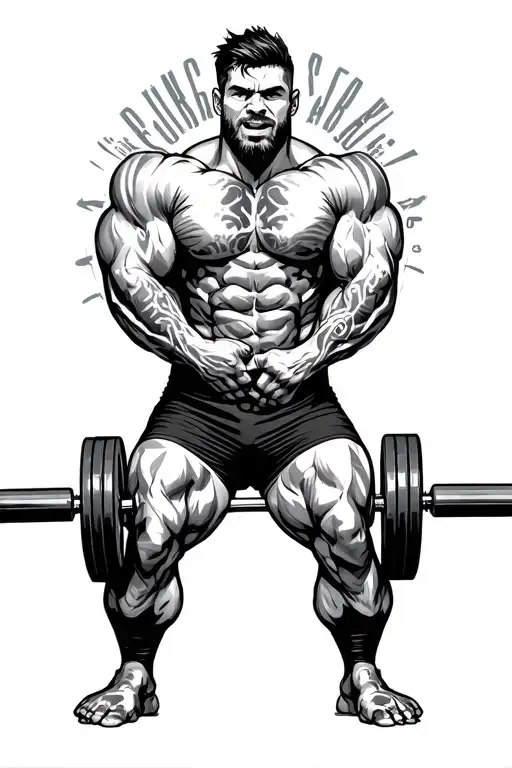 powerlifting barbell wrapped tattoo design idea