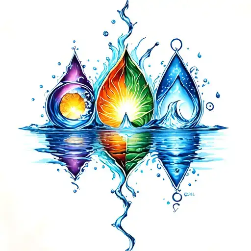 The four water elements tattoo design idea
