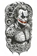 Heath ledger joker behind flames left arm sleeve tattoo design idea