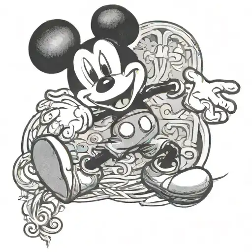 mickey mouse east side hand tattoo design idea
