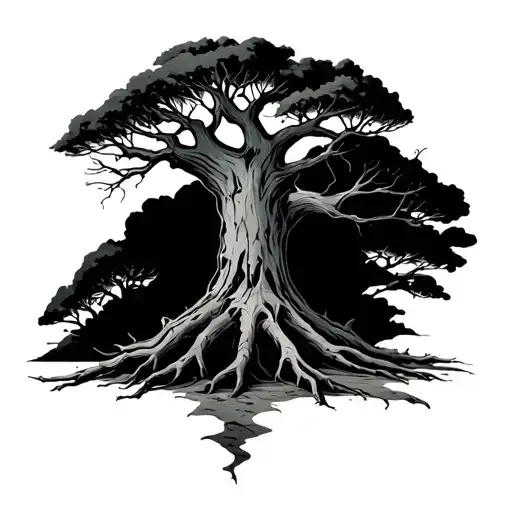 dead tree with space for names incorporated tattoo design idea