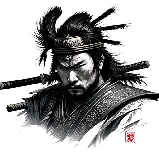 Miyamoto Musashi as samurai tattoo design idea