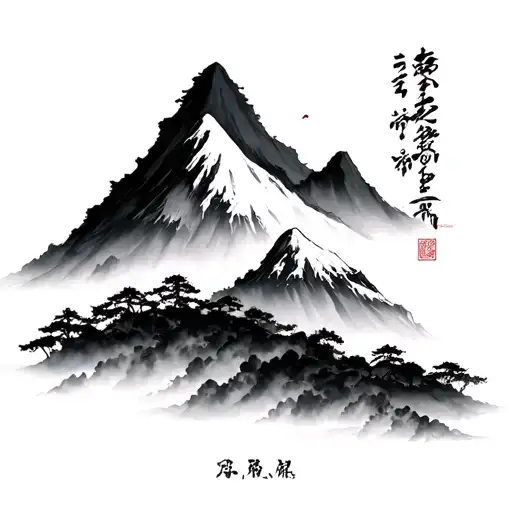 Japanese Style Mountain tattoo design idea