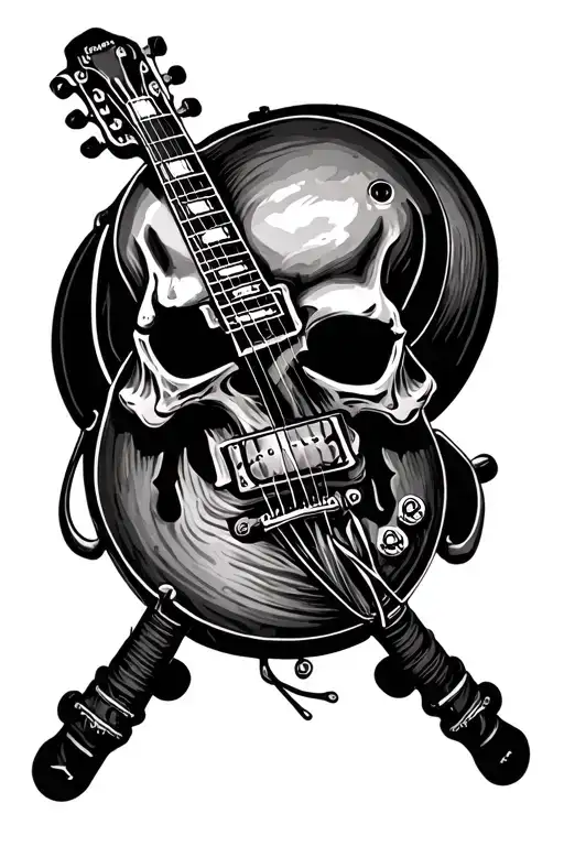 Skull and guitar Les Paul Guitar tattoo design idea