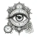 time clock with human eye above tattoo design idea