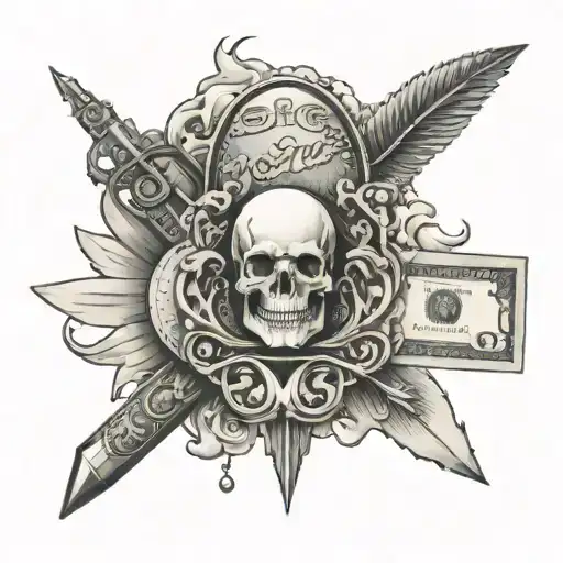 glacier, guns money hustle hard boiled egg tattoo design idea