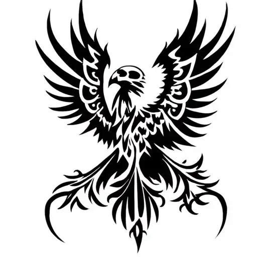 phoenix with skull wearing tattoo design idea