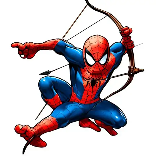 tattoo for two of cartoon Spider-Man shooting a bow and arrow tattoo design idea