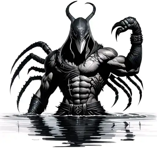 mortal kombat scorpion ragging in calm waters tattoo design idea