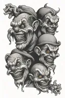 hear no evil speak no evil see no evil clowns or jokers tattoo design idea