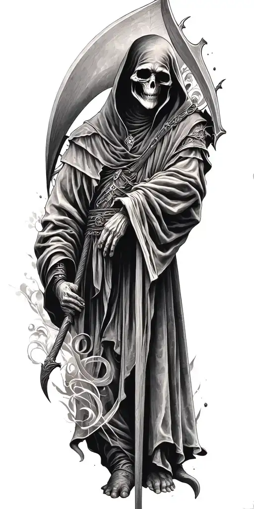 grim reaper with scythe tattoo design idea