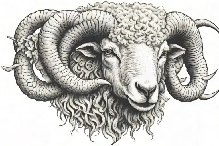 Cancer Zodiac sign sheep head tattoo design idea