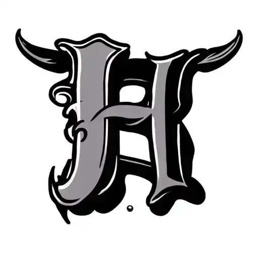 cattle brand using a capital B and a capital H places with the B backwards and against the leg of the H tattoo design idea