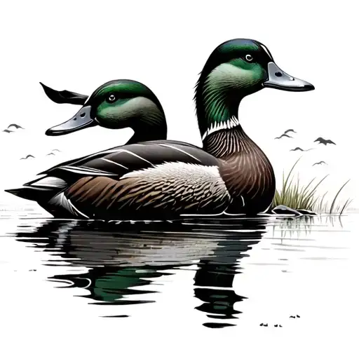 duck hunting scene tattoo design idea