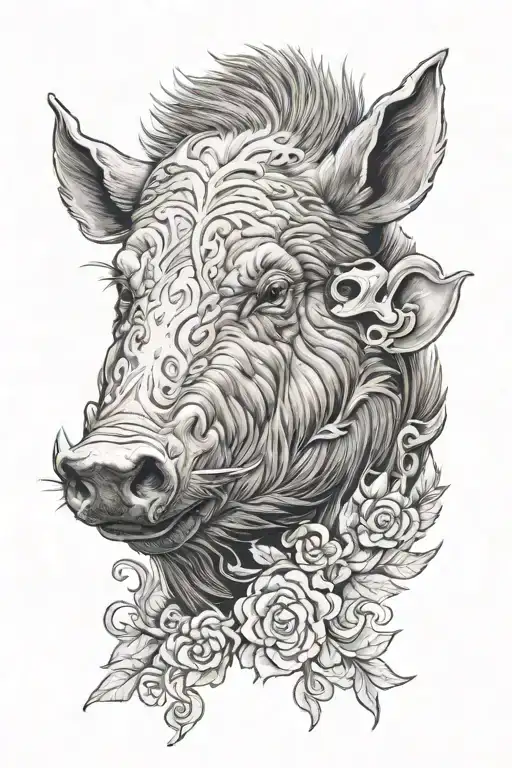 boar head tattoo design idea