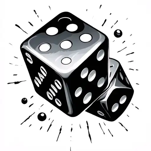 hard 6 dice rolling tattoo design idea