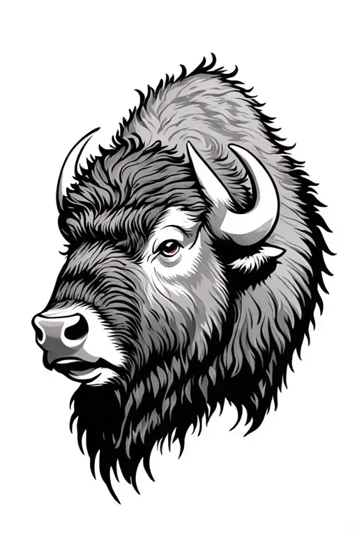 bison head and neck tattoo design idea
