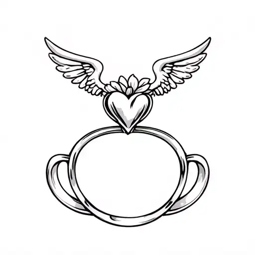 A claddagh ring design with elements of nature like flowers angels  tattoo design idea