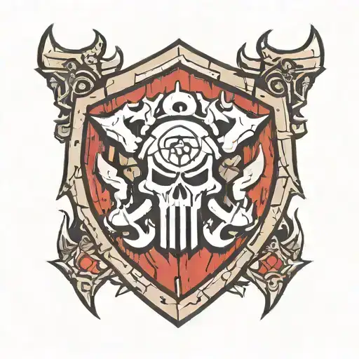 horde symbol, Braum shield adorned, 7 days to die, borderlands tattoo design idea