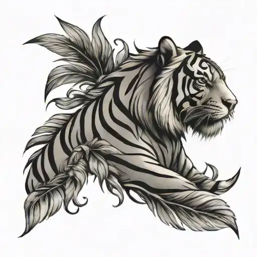 tiger stripes with a laurel wreath for pec tattoo tattoo design idea