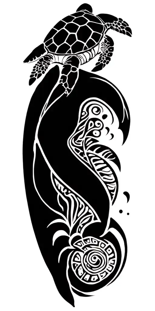 hawaii + ocean, sea turtles, tribal shapes + designs, sea and ocean life + ocean animals tattoo design idea