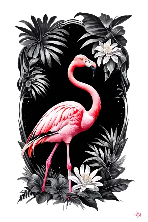 Pink flamingo, extravagance and originality tattoo design idea