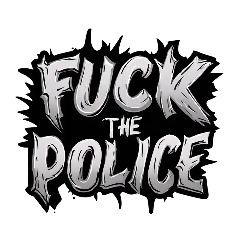 "Fuck the police" lettering tattoo design idea
