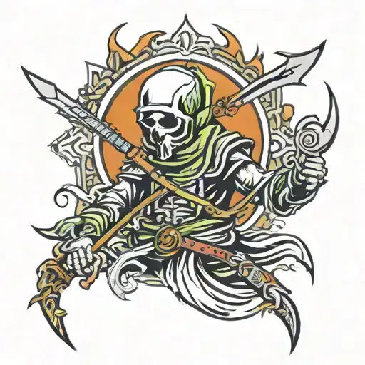 rogue assassin with poison blades tattoo design idea