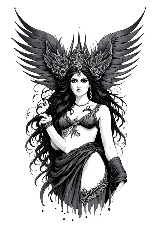 Dark goddess simple tattoo tattoo design idea