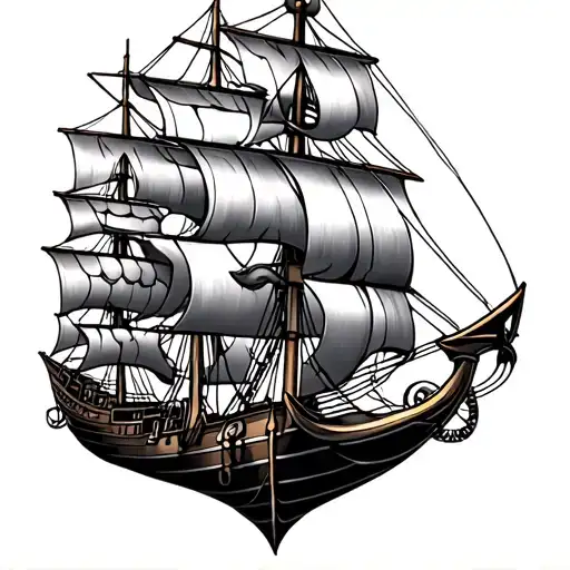 anchor and ship  tattoo design idea