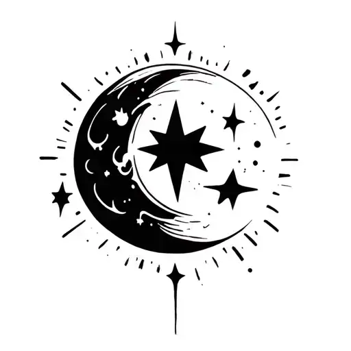 moon and flash weather tattoo design idea